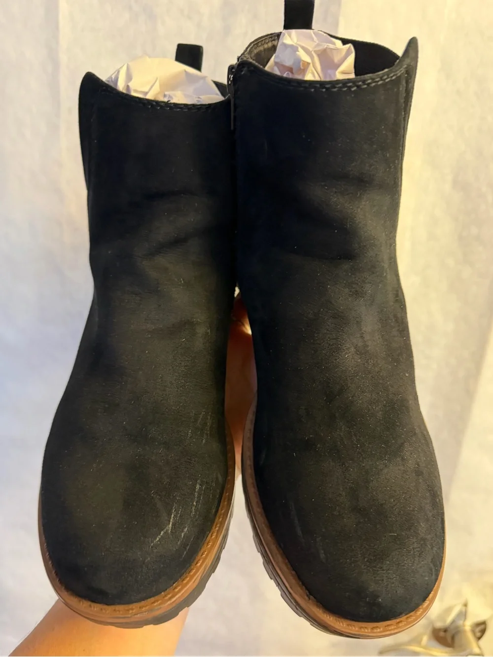 Sun + Stone Women’s Black Dressy Ankle Boot with Side Zip Sz-9.5M.  F